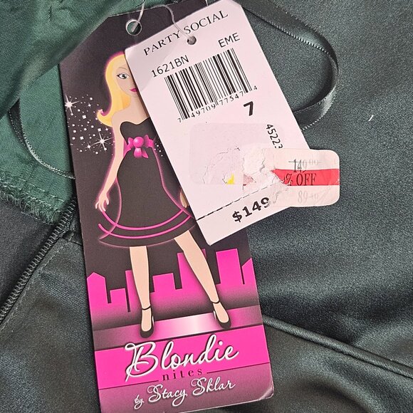 Womens Sweetheart Neckline Ruffled Whimsical Glam Strapless Dress Sz 7 HOCO GRN - Picture 6 of 16